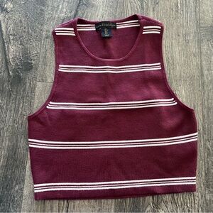 House of Harlow 1960 Burgundy and White Striped Kint Tank Top